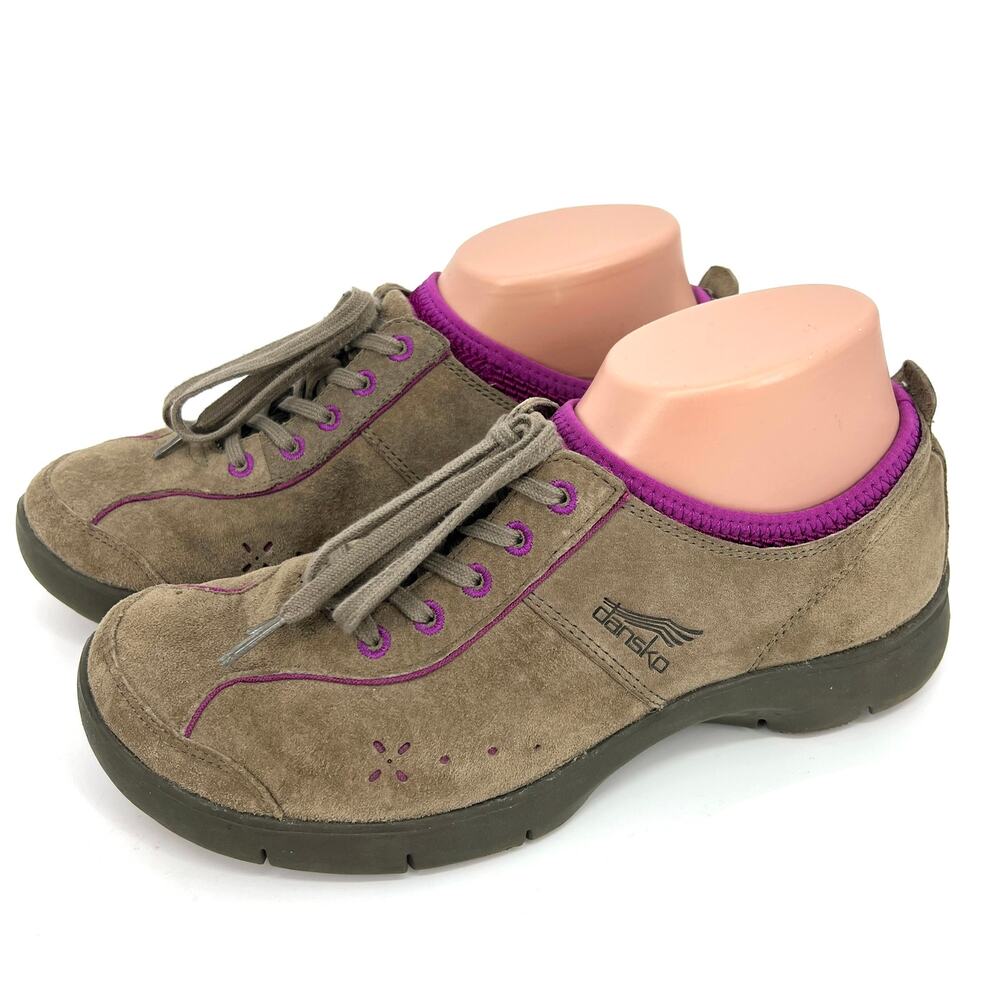 Dansko Elise Taupe Pink Suede Non Slip Sneakers Shoes Euro Size 39